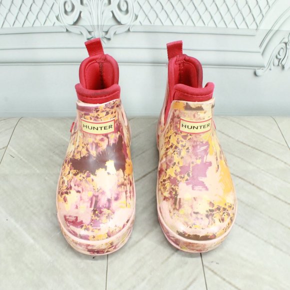 Hunter x Target Kid's Red Printed Chelsea Rubber Rain Boots Size 9 - Picture 5 of 9